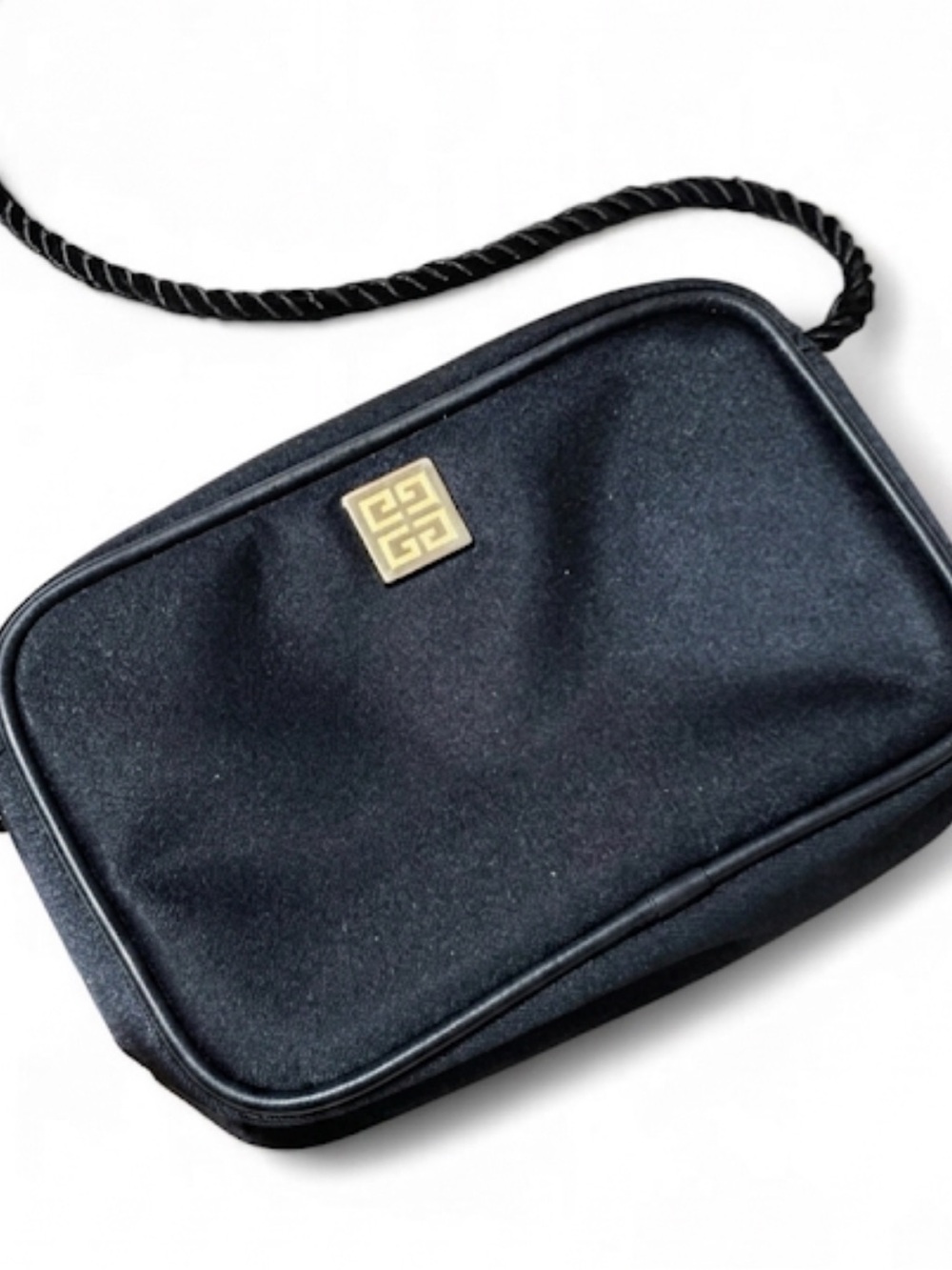 Vintage Givenchy Black Shoulder Pouch with Gold Logo